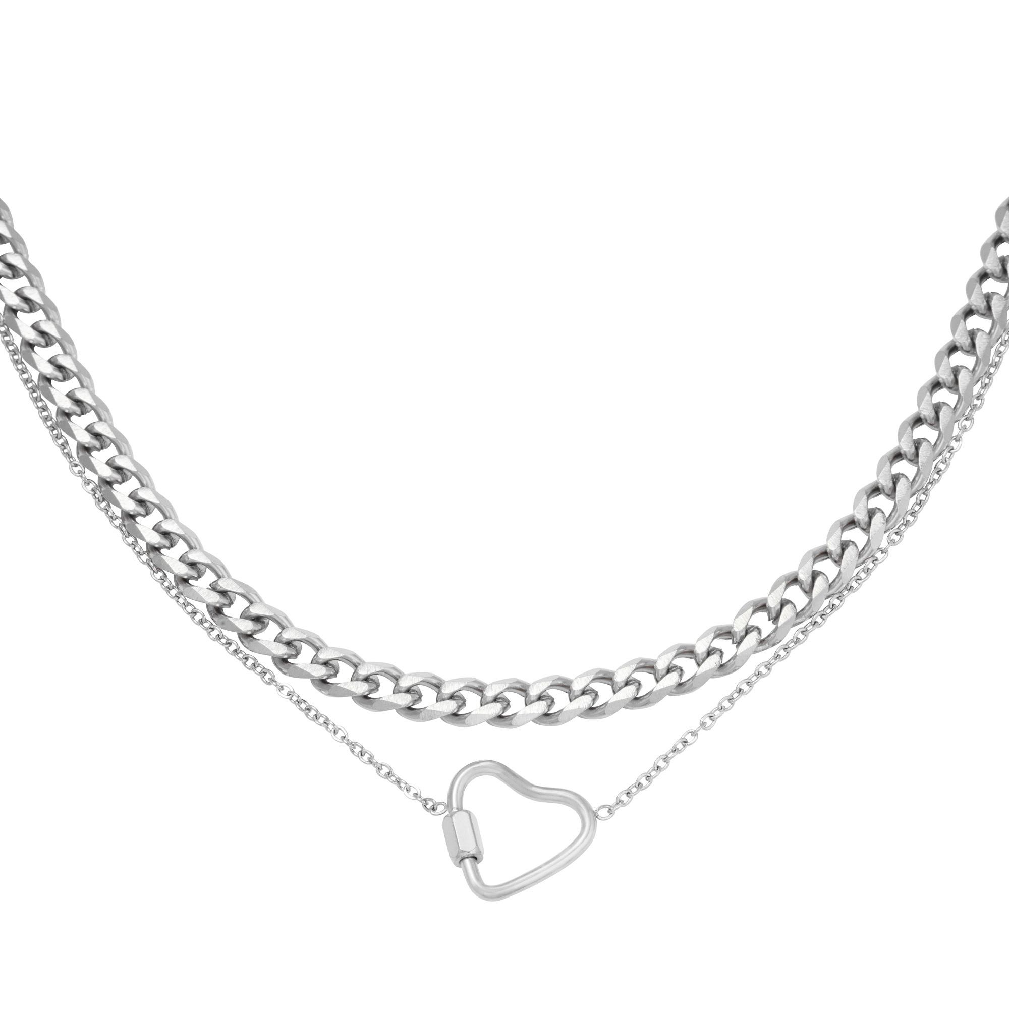 Silver / Necklace Chained Heart Picture2