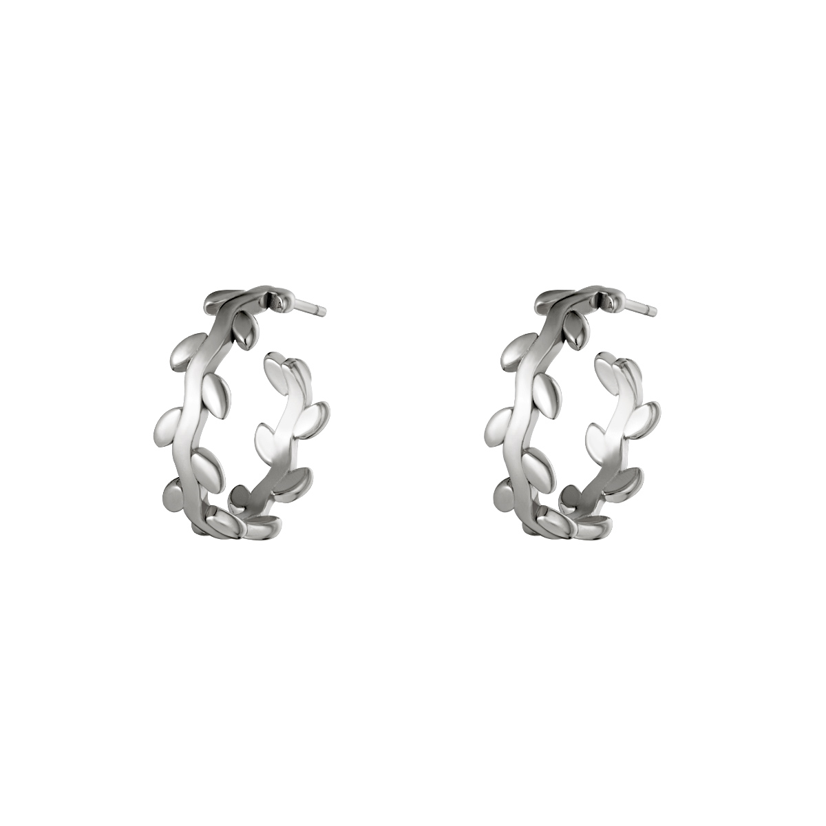 Yehwang Stainless steel earrings laurel wreath hoops 0288945118